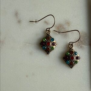 Vintage-Inspired Multicolor Crystal 14KTGF Drop Earrings